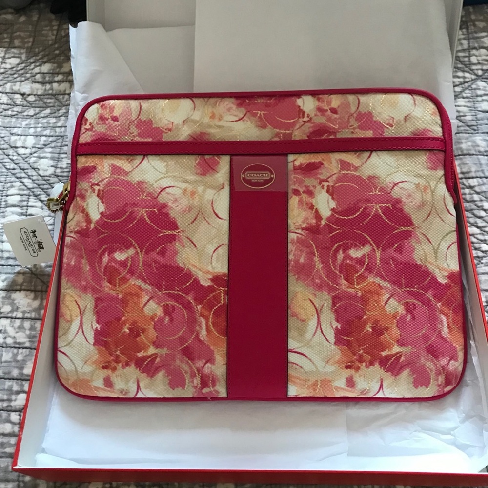 Coach pink floral iPad case new with tags